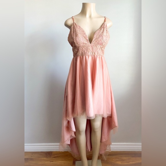 NWT Windsor Formal High Low Tulle Floral Embroidery Gown Maxi Dress Prom Wedding - Picture 9 of 11